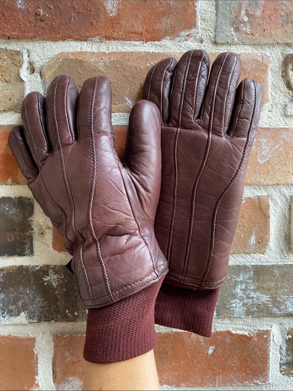 Vintage Gordini Ladies Thick Genuine Leather Gloves Size Large